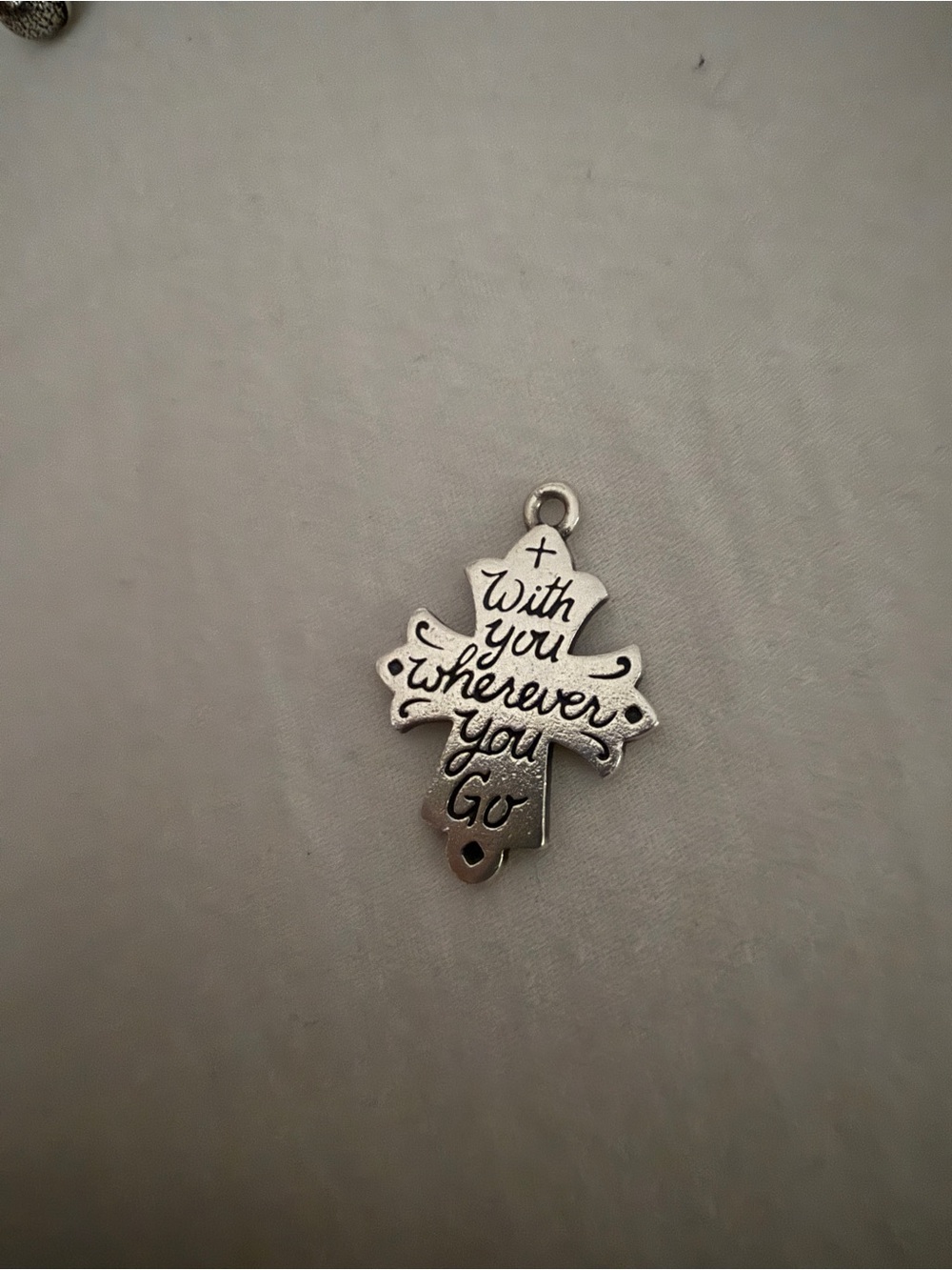 Silver Cross Charm Pendant "With You Wherever You Go" James Avery